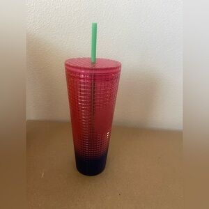 Starbucks  2022 Watermelon Pink Blue Grid Tumbler 24 oz Summer  NEW